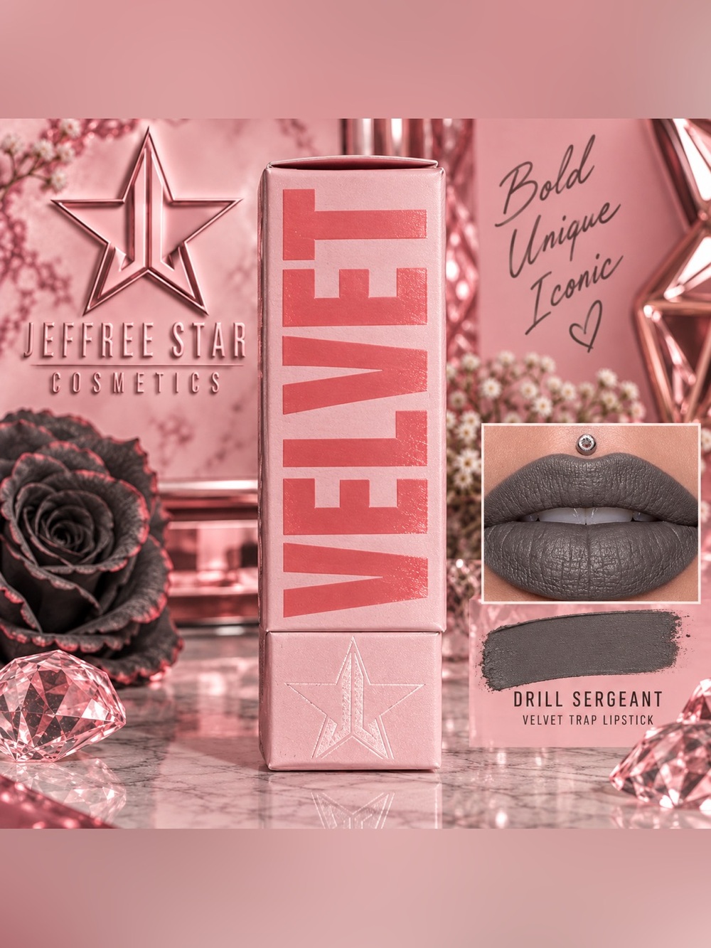 Jeffree Star Cosmetics Velvet Trap Lipstick Drill Sergeant Grey NIB